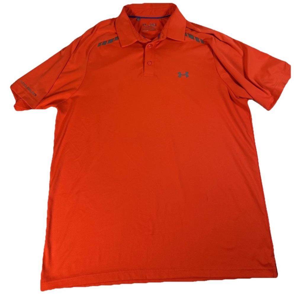 Under Armour ColdBlack Golf Polo Orange HeatGear Loose Performance Mens Large - Picture 1 of 7